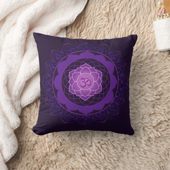 Crown Chakra Mandala -Sahasrara With Om  Cushion (Blanket)