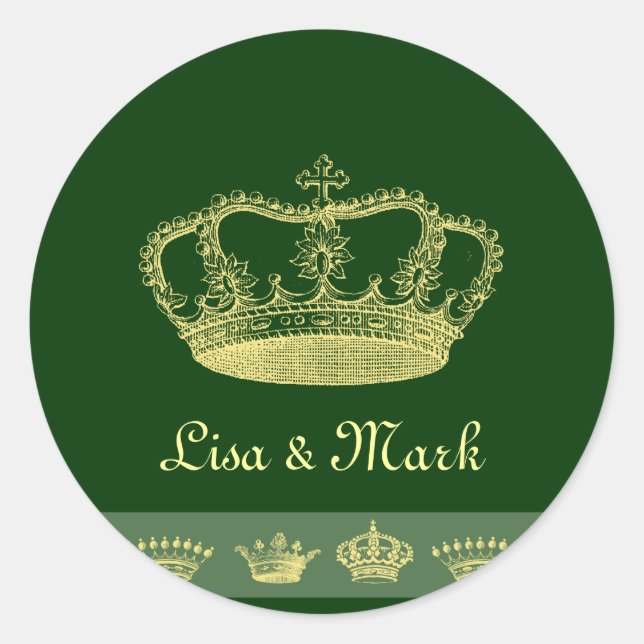 Crown Designs - Green Classic Round Sticker (Front)