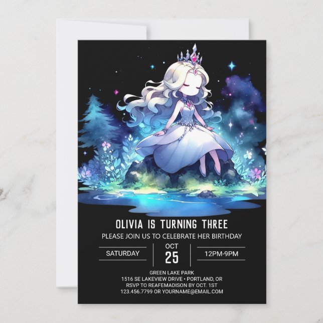 Crown Enchanted Princess Birthday Invitation (Front)