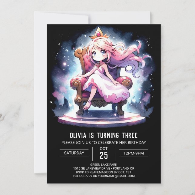 Crown Fantasy Princess Birthday  Invitation (Front)