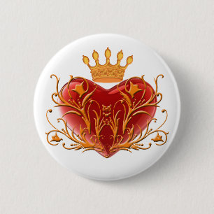 Crown Filigree Heart Button