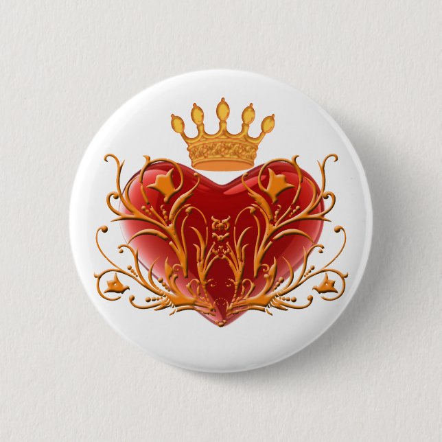 Crown Filigree Heart Button (Front)