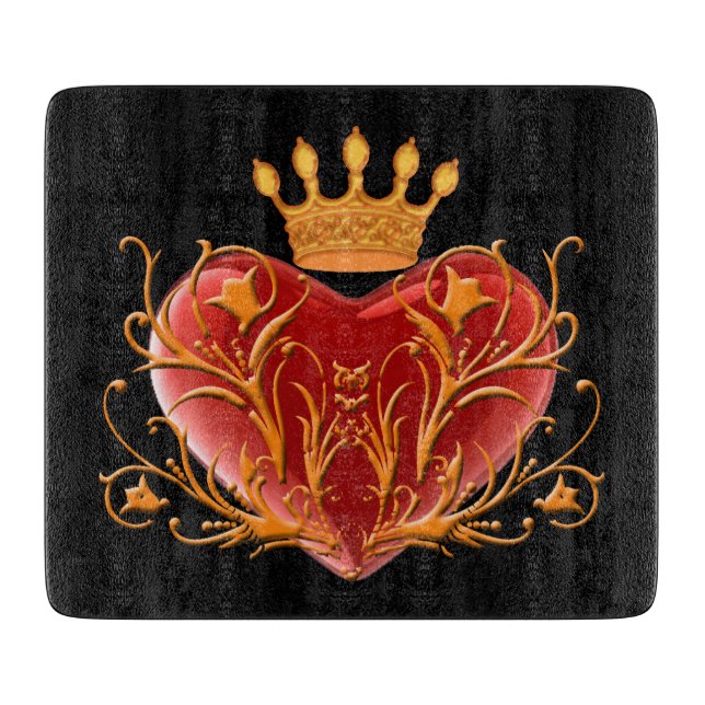 Crown Filigree Heart Cutting Board (Front)