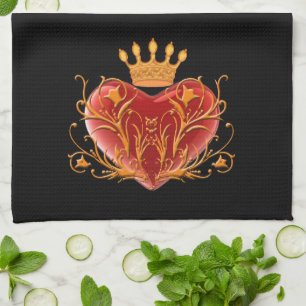 Crown Filigree Heart Kitchen Towel