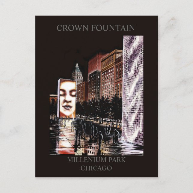 Crown Fountain Millenium Park Randsom Art Postcard (Front)