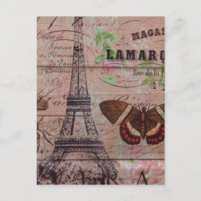 crown french bee butterfly Paris Eiffel Tower Postcard (Front)
