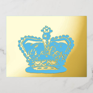 Crown Gold Crown it's a Boy Birth Announcement
