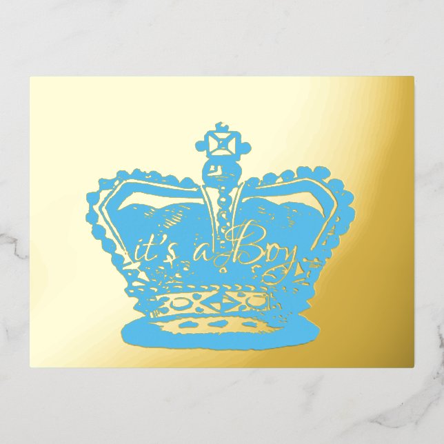 Crown | Gold Crown it's a Boy Birth Announcement (Front)