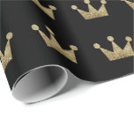 Crown Gold Sepia Black Metallic Minimalism Elegant Wrapping Paper<br><div class="desc">florenceK design</div>