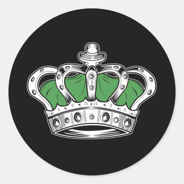 Crown - Green   Classic Round Sticker (Front)