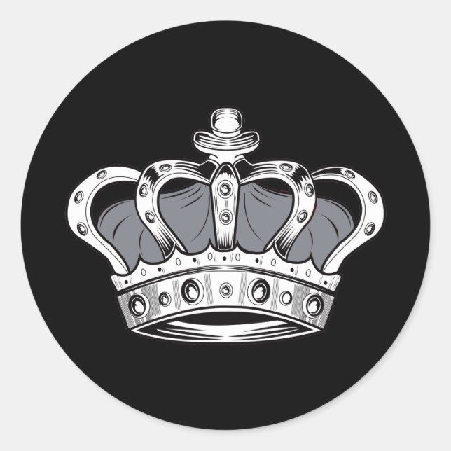 Crown - Grey  Classic Round Sticker (Front)