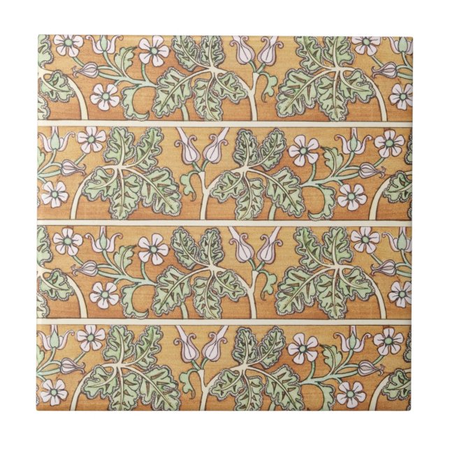 Crown Imperial Orange Art Nouveau Ceramic Tile (Front)