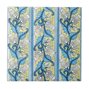 Crown Imperial Yellow Blu Art Nouveau Ceramic Tile