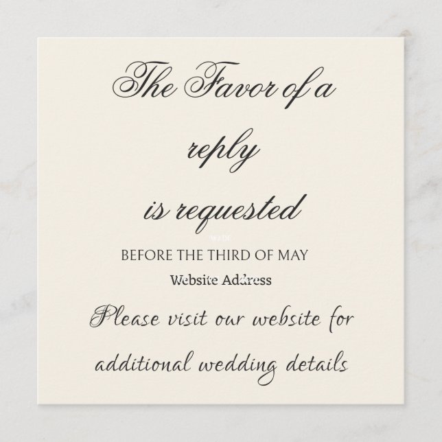 Crown Initial Wedding Reply Card Insert (Front)