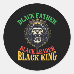 Crown Lion Black Father Black Leader Black King Da Classic Round Sticker