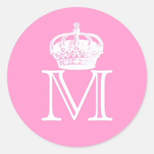 Crown Monogram Classic Round Sticker