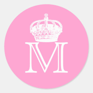Crown Monogram Classic Round Sticker