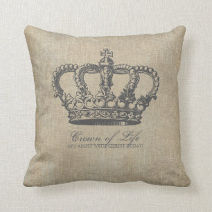 Crown of Life Christian Linen Cushion