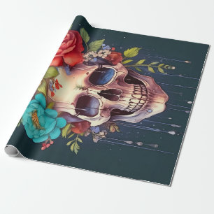 Crown of Petals & Tears, Skull & Garden Florals Wrapping Paper