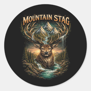 Crown of the Mountain Stag Classic Round Sticker