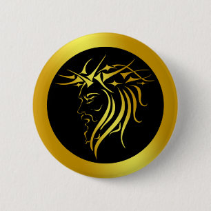 CROWN OF THORNS 6 CM ROUND BADGE