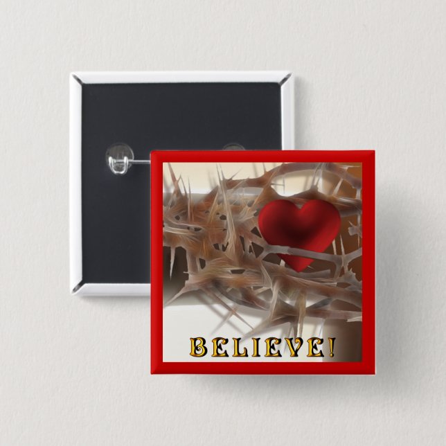 Crown of Thorns and Heart Button (Front & Back)