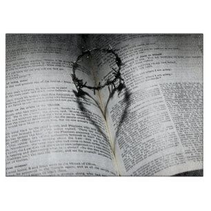 Crown of Thorns Heart and Bible Cutting Board