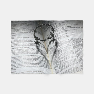 Crown of Thorns Heart and Bible Fleece Blanket