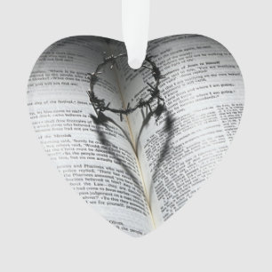 Crown of Thorns Heart and Bible Ornament