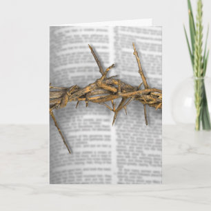 Crown Of Thorns On Bible Holiday Card
