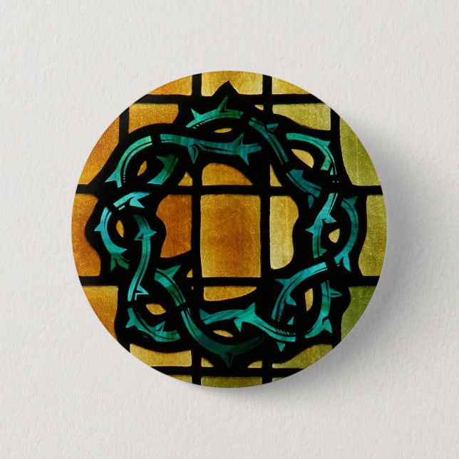 Crown of Thorns Stained Glass Window Art 6 Cm Round Badge (Front)