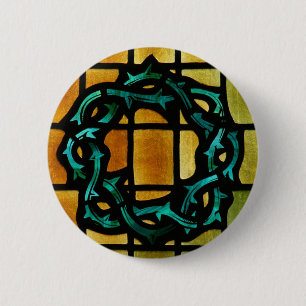 Crown of Thorns Stained Glass Window Art 6 Cm Round Badge