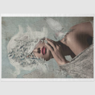 Crown of Wings Portrait Butterflies Woman Bird Tissue Paper