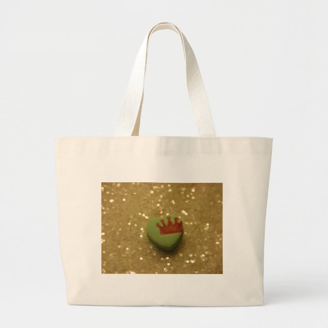 Crown on Heart Candy Large Tote Bag (Front)