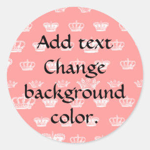 Crown Pattern in White Classic Round Sticker