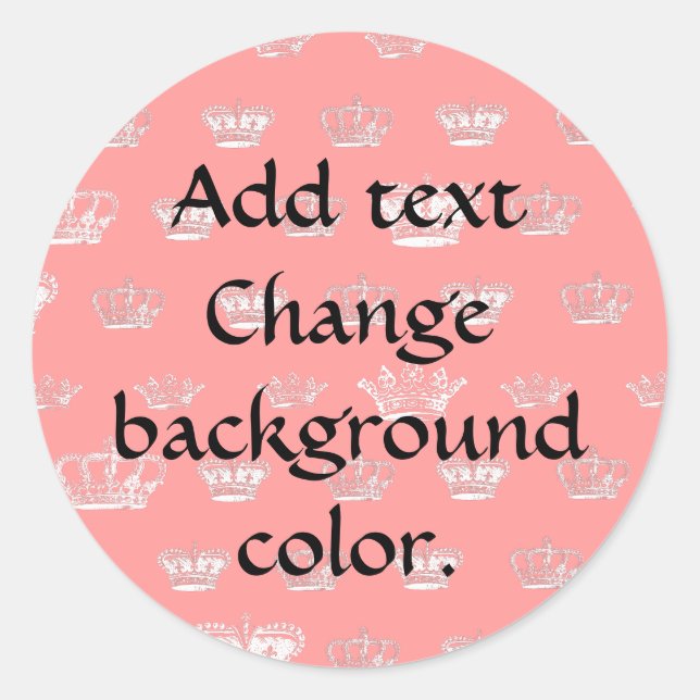 Crown Pattern in White Classic Round Sticker (Front)