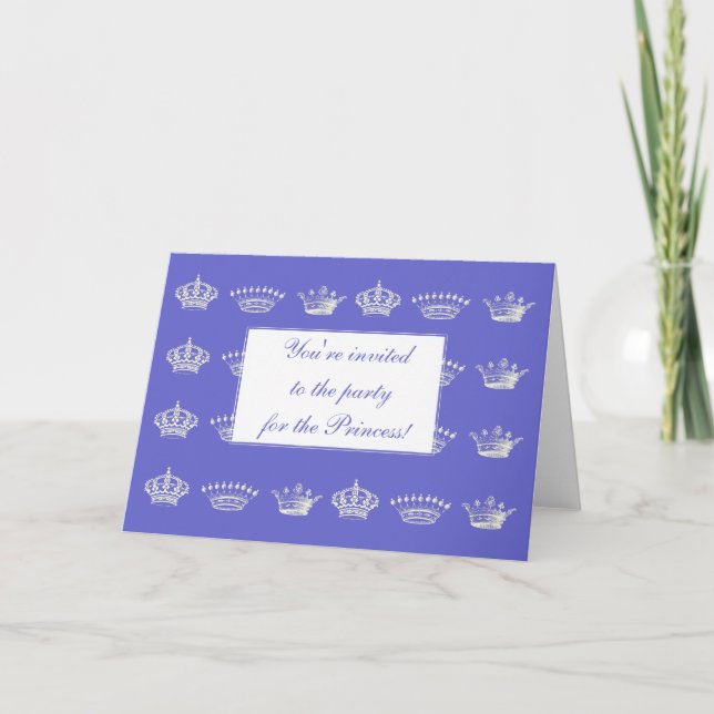 Crown Pattern in White Invitation (Front)