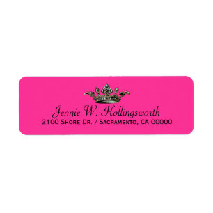 Crown Pink Girly Return Address Label