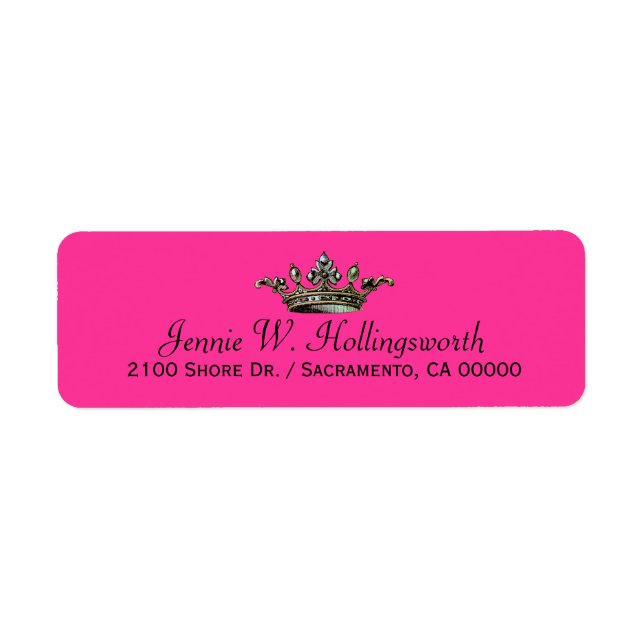 Crown Pink Girly Return Address Return Address Label (Front)