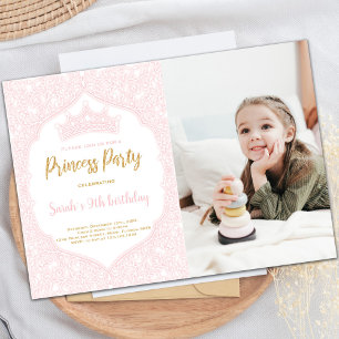 Crown Princess Birthday Invitations with photo