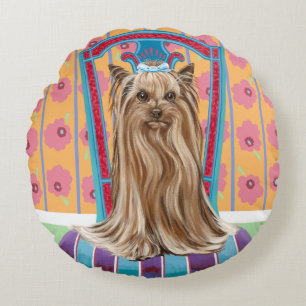Crown Princess Yorkie Round Cushion