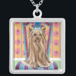 Crown Princess Yorkie Silver Plated Necklace<br><div class="desc">Animals</div>