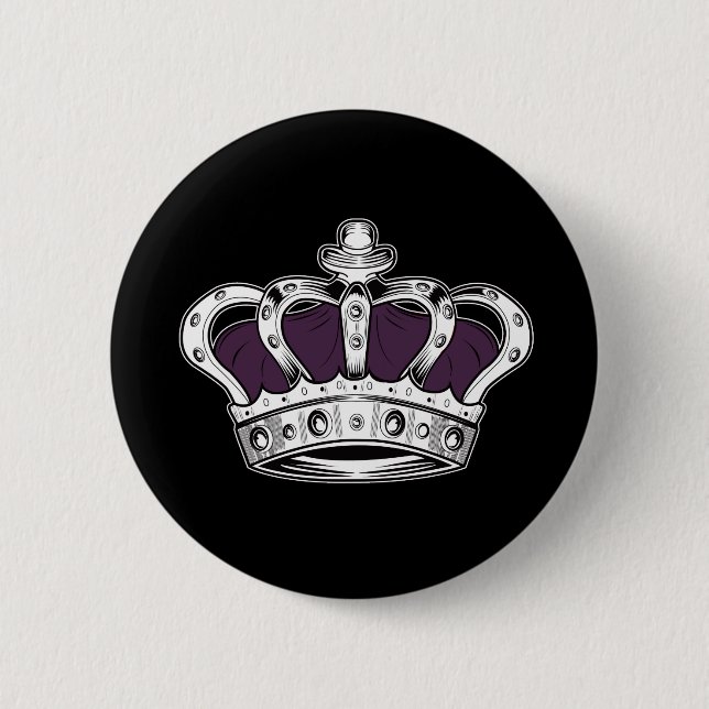 Crown - Purple 6 Cm Round Badge (Front)