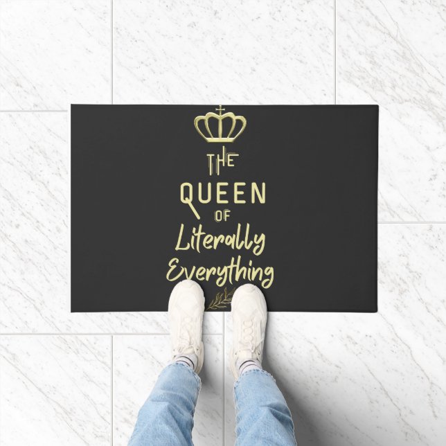 Crown Queen of Everything Gold   Doormat (Indoor)