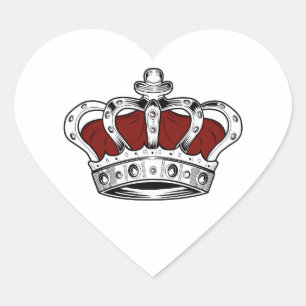 Crown - Red Heart Sticker