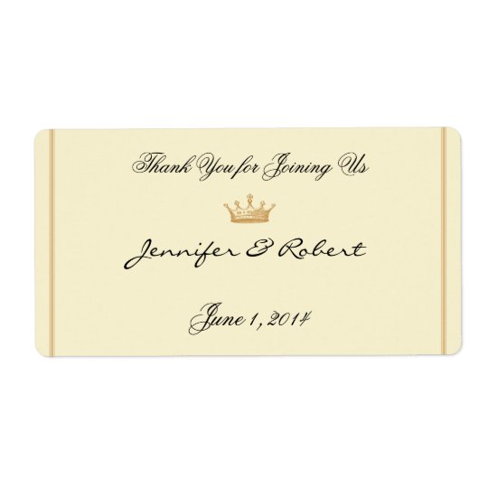 Crown Regency in Gold Ivory Water Bottle Label Shipping Label