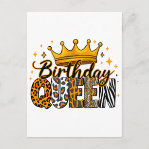 Crown Safari Birthday Queen Postcard