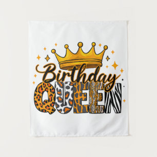 Crown Safari Birthday Queen Tapestry