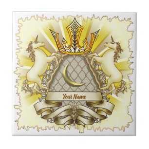 Crown Shield Unicorn Ceramic Tile