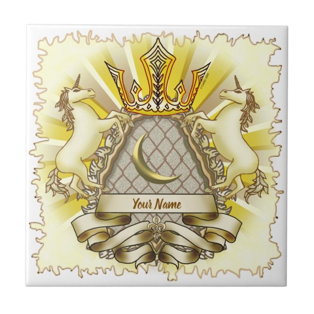 Crown Shield Unicorn Ceramic Tile (Front)